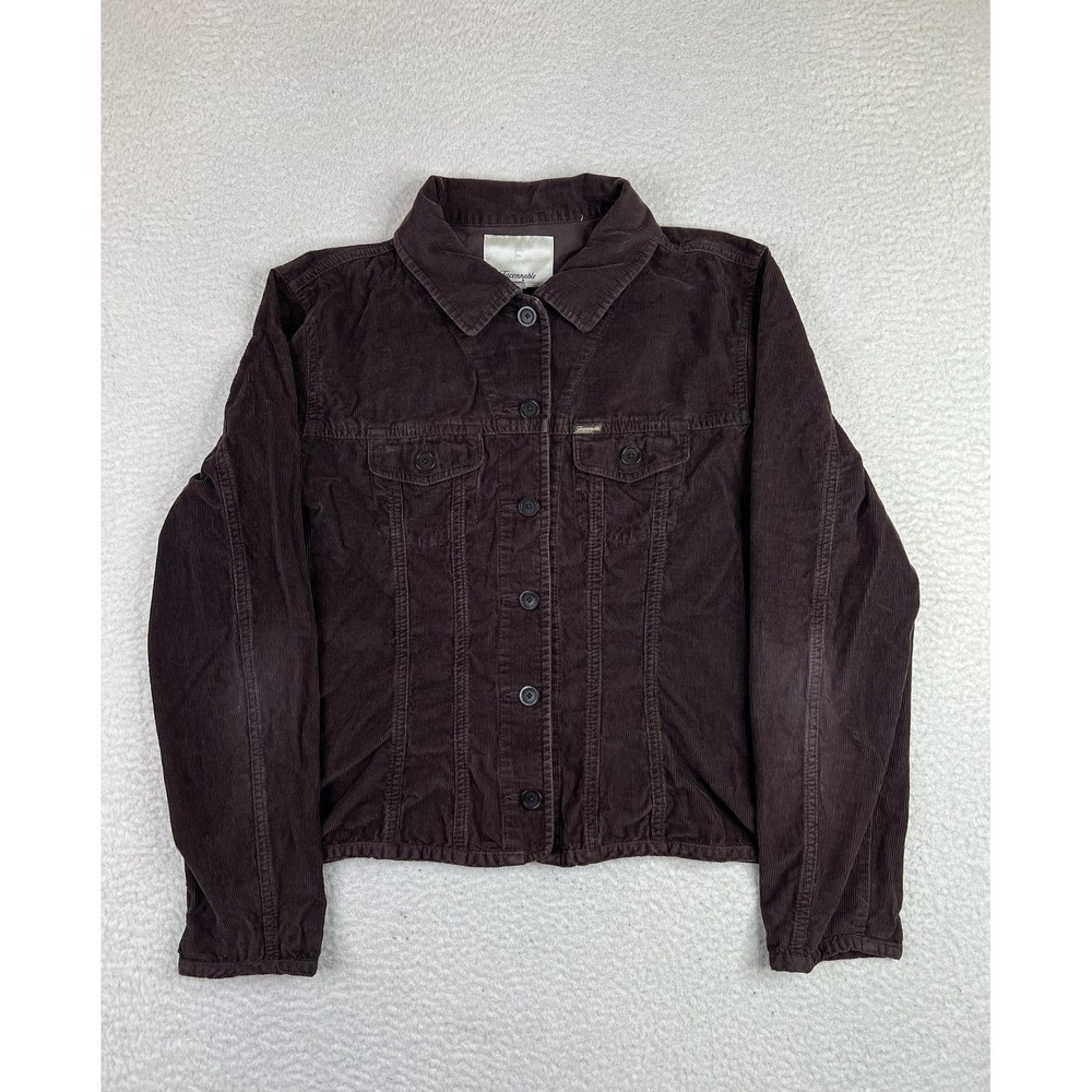 Faconnable Womens Brown Corduroy Button Front Jacket W2351-V113 Size L